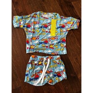Little Munchkin Dr. Seuss bamboo boxy tee lounge set 3T NIB